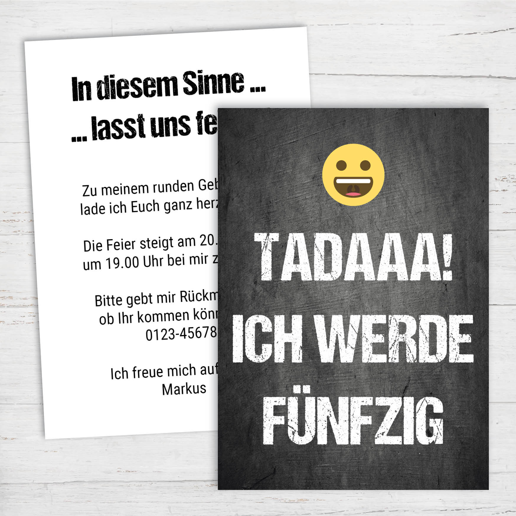 Einladung zum Geburtstag: TADAA! Ich werde Fünfzig Individuelle Einladung